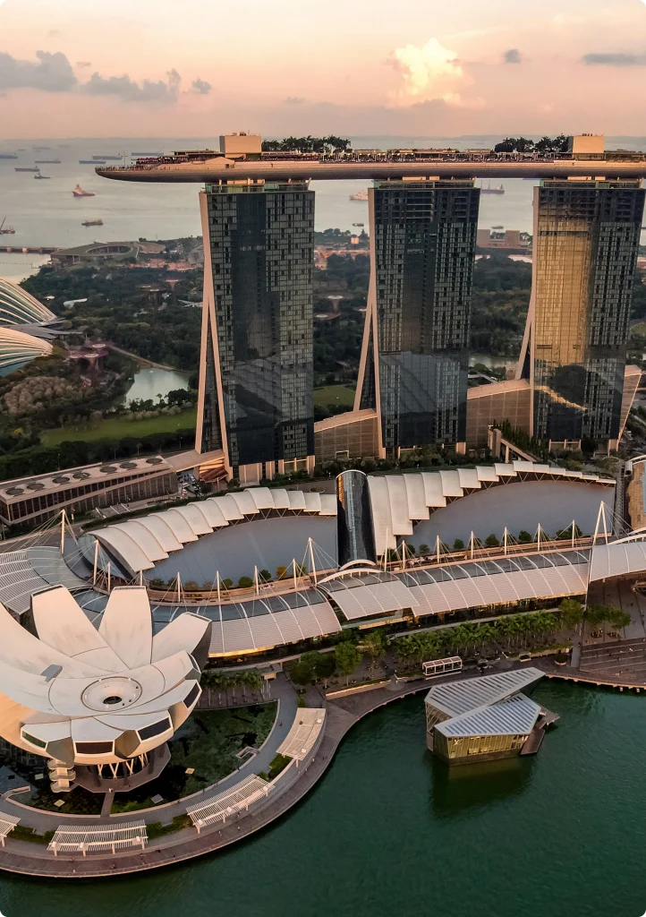 A scenic cityscape view of Singapore skyline